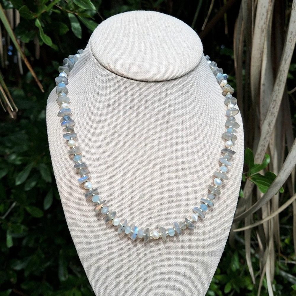 'Pisces' Labradorite, Aquamarine, Pearl Necklace ~ Healing Jewelry